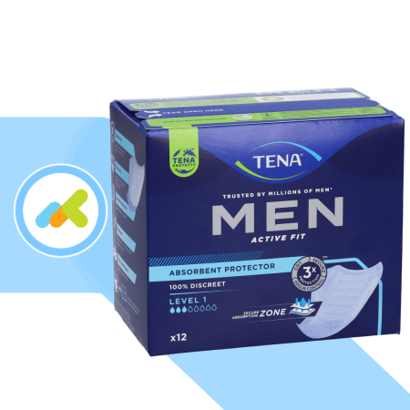 TENA Men Active Fit Livello 1 | Assorbenti Incontinenza Maschile Leggera | 12 Pezzi