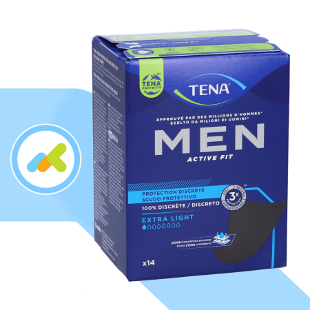 TENA Men Active Fit Scudo Protettivo | Assorbente Discreto per Incontinenza Leggera Uomo | 14 Pezzi