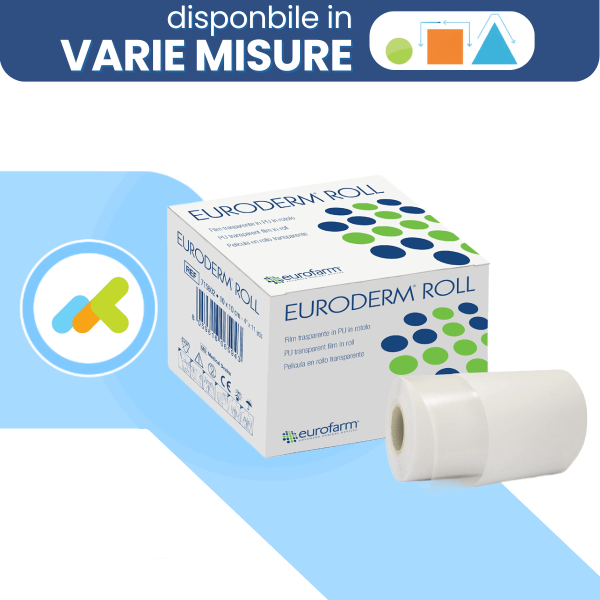 Euroderm Roll | Film Adesivo in Poliuretano Trasparente per Fissaggio Medicazioni