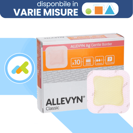 Allevyn Ag Gentle Border | Medicazione Antimicrobica con Argento | Elevato Assorbimento | 1 pezzo