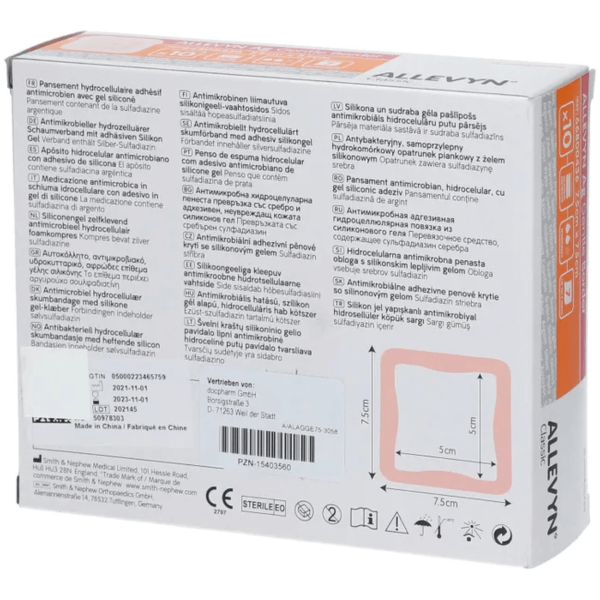 Allevyn Ag Gentle Border | Medicazione Antimicrobica con Argento | Elevato Assorbimento | 1 pezzo