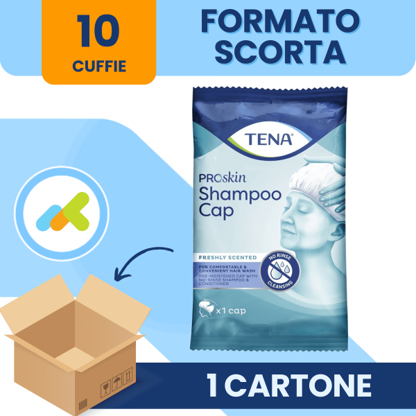 Tena Proskin Shampoo Cap | Cuffia Monouso Pre-umidificata Per Lavaggio Capelli | 1 Pezzo