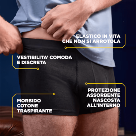 TENA Men Boxer Lavabili e Riutilizzabili | Per Incontinenza Leggera