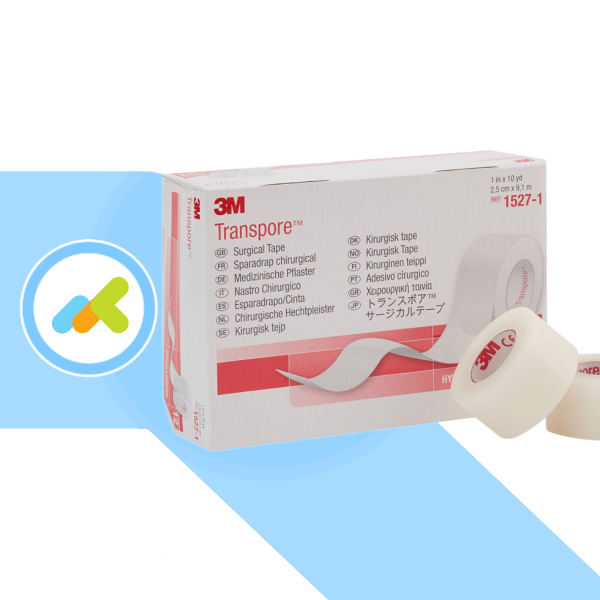 3M Transpore 2.5cm x 9.14m | Cerotto Chirurgico Trasparente Microtraforato | Per Fissaggio Medicazioni