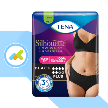 TENA Silhouette Vita Bassa Nere | Mutandine Assorbenti PLUS (6 Gocce)