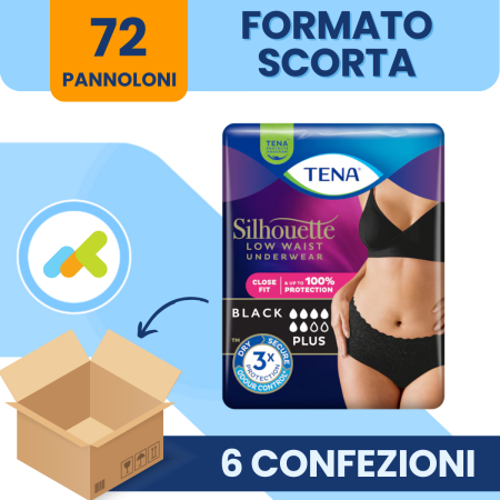 TENA Silhouette Vita Bassa PLUS Donna – Mutandine Assorbenti 6 Gocce