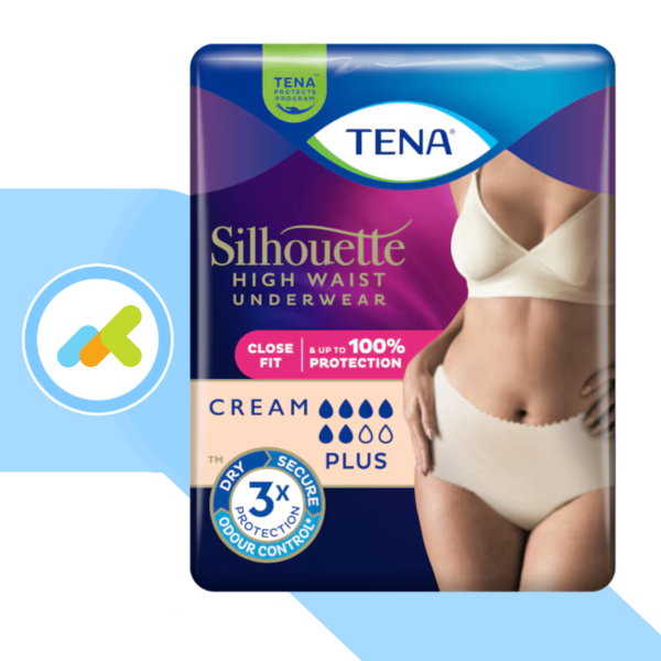 TENA Silhouette Plus a Vita Alta | Mutandine Assorbenti Crema| Mutandine Assorbenti Femminili