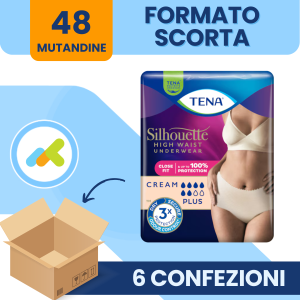 Tena Silhouette Plus A Vita Alta | Mutandine Assorbenti Crema | Mutandine Assorbenti Femminili