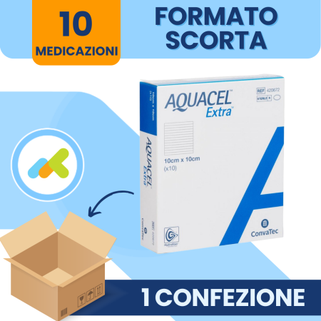 Aquacel Extra 10x10 | Medicazione Assorbente in Idrofibra | Efficace contro Ulcere e Lesioni | 1 pezzo