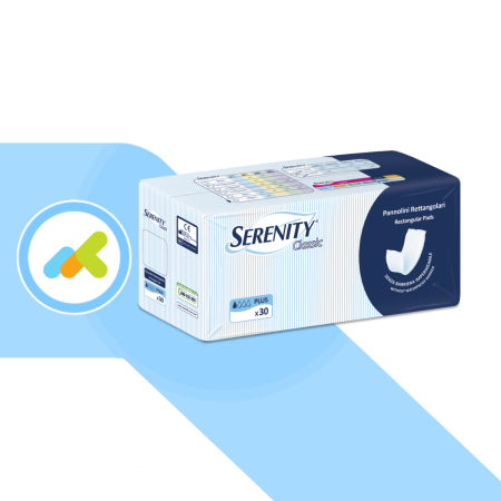 Serenity Classic | Pannolone Rettangolare Senza Barriera | Per Incontinenza leggera | 30 pezzi
