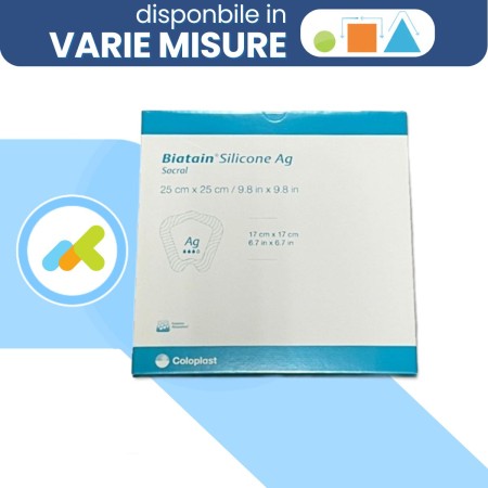 Biatain Silicone Ag Sacro | Medicazione in Argento | Per Lesioni Sacrali | 1 pezzo