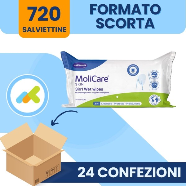 MoliCare Skin Salviette Umidificate 3in1 - 20x29,5 cm - 30 pezzi