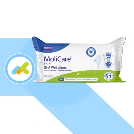 MoliCare Skin Salviette Umidificate 3in1 | 20x29,5 cm | 30 pezzi