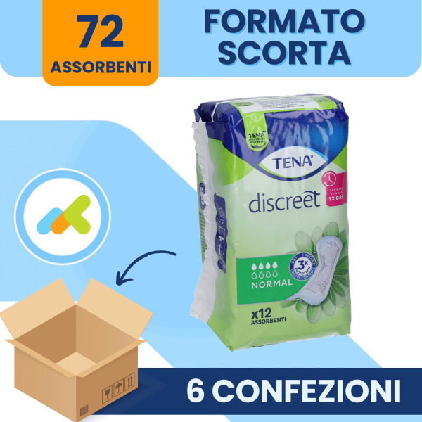 TENA Discreet Normal 3 Gocce | Assorbente per Perdite Urinarie Moderate | 12 Pezzi