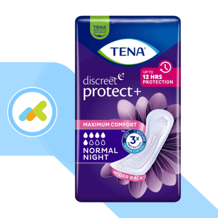 TENA Lady Discreet Protect+ Normal Night 5 Gocce | Assorbenti Incontinenza Notturna | 10 Pezzi