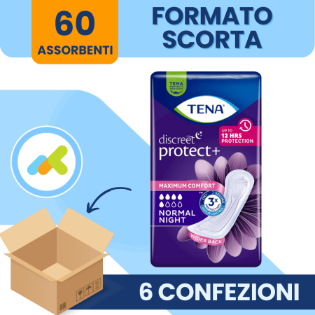 TENA Discreet Protect+ Normal Night 5 Gocce | Assorbenti Incontinenza Notturna | 10 Pezzi