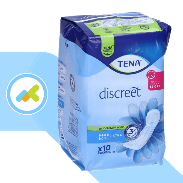 TENA Discreet Extra 5 Gocce | Assorbenti per Incontinenza Femminile | Protezione 12 Ore | 10 Pezzi