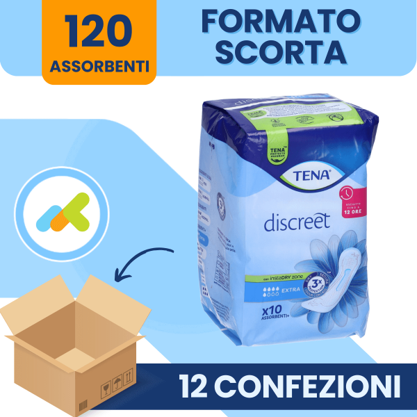 TENA Discreet Extra 5 Gocce | Assorbenti per Incontinenza Femminile | Protezione 12 Ore | 10 Pezzi