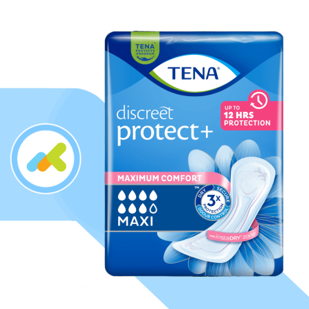TENA Lady Discreet Protect+ Maxi 7 Gocce | Assorbenti Incontinenza Pesante | 12 Pezzi