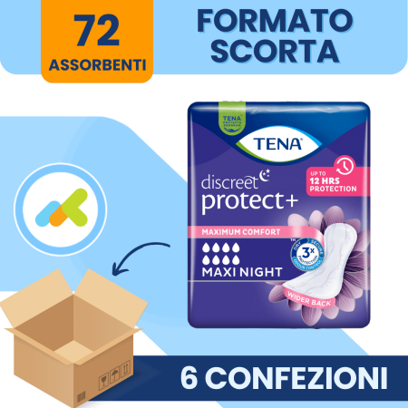 TENA Discreet Protect+ Maxi Night 8 Gocce | Assorbente Incontinenza Notturna | 12 Pezzi 2