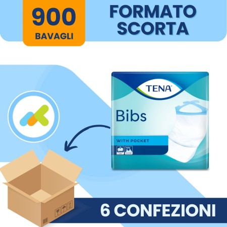Tena Bibs L 66x37cm| Bavagli Monouso con Tasca - Formato Scorta 2
