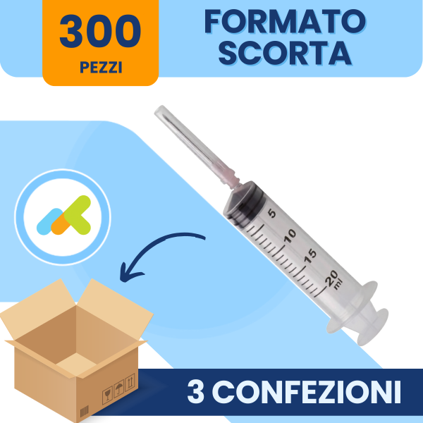 Benefis siringhe sterili monouso con ago Luer eccentrico 20ml 100pz