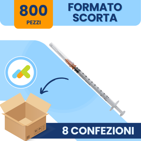 Benefis Siringhe Monouso da Insulina 1ml | Ago da 27G | 100 Pezzi