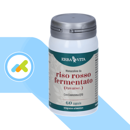 Erba Vita Riso Rosso Fermentato | Integratore di Monacoline e Coenzima Q10 | 60 Capsule