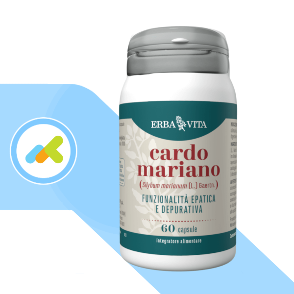 Erba Vita Cardo Mariano | Integratore con Silimarina 80% per Depurazione Fegato | 60 Capsule