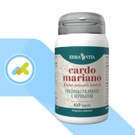 Erba Vita Cardo Mariano | Integratore con Silimarina 80% per Depurazione Fegato | 60 Capsule