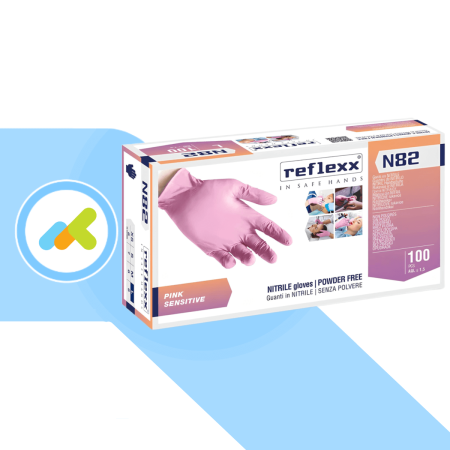 Reflexx N82 | Guanti in Nitrile Rosa Ultrasottili Professionali | Senza Polvere | 100 Pezzi