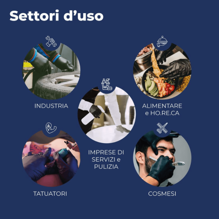 Reflexx 78 Guanti Nitrile Neri | DPI Cat.3 certificati EN 374 | 100pz