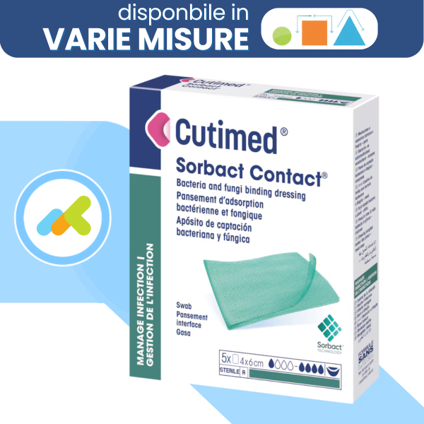 Cutimed Sorbact Contact | Medicazione di Contatto a Captazione Batterica e Fungina | 5 Pezzi