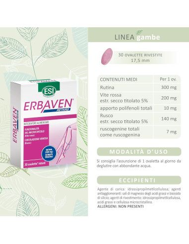 Esi Kit Erbaven 30 ovalette + Erbaven Fresh Gel 100 ml | Integratore per Gambe Gonfie e Pesanti