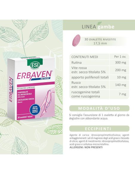 Esi Kit Erbaven 30 ovalette + Erbaven Fresh Gel 100 ml | Integratore per Gambe Gonfie e Pesanti