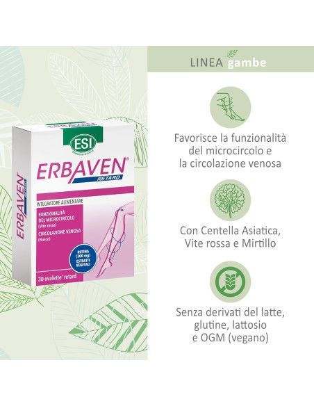 Esi Kit Erbaven 30 ovalette + Erbaven Fresh Gel 100 ml | Integratore per Gambe Gonfie e Pesanti