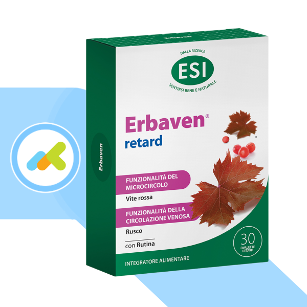 Erbaven Retard Ovalette | Integratore per gambe gonfie e circolazione Integratore per Gambe Gonfie e Pesanti | 30 capsule