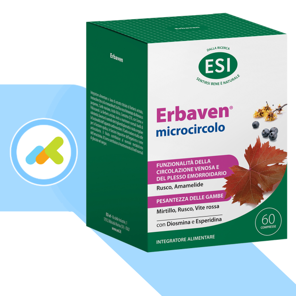 Erbaven Microcircolo Ovalette 60– Integratore per Circolazione e Gambe Gonfie