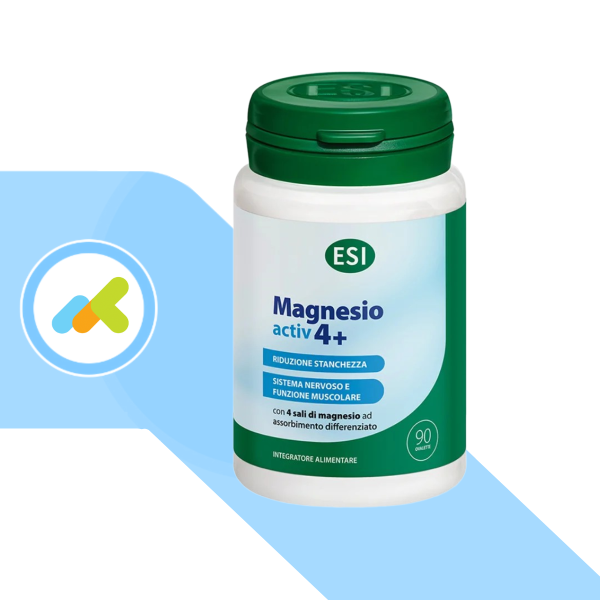 Esi Magnesio Activ 4+ |  Integratore 4 Sali di Magnesio | 90 Ovalette