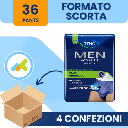 Tena Men Active Fit Pants Plus | Mutandine Assorbenti Uomo