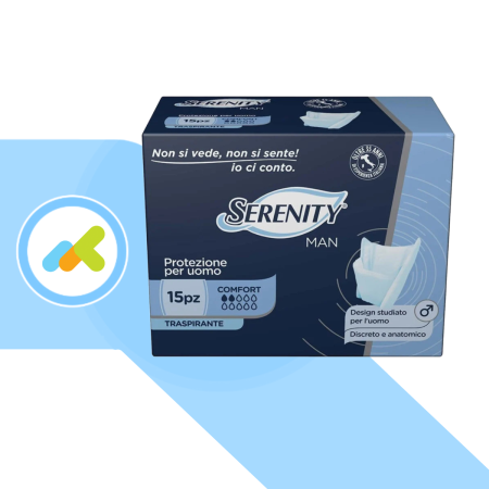 Serenity Man Comfort | Assorbenti Traspiranti Maschili | Massimo Comfort e Protezione | 15 pezzi
