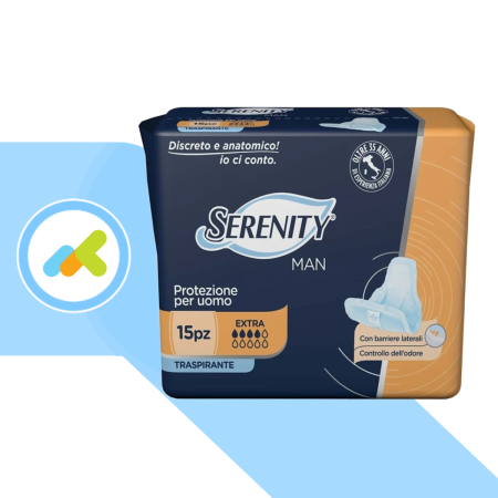 Serenity Man Extra | Assorbenti Maschili | Massimo Comfort e Sicurezza | 15 pezzi