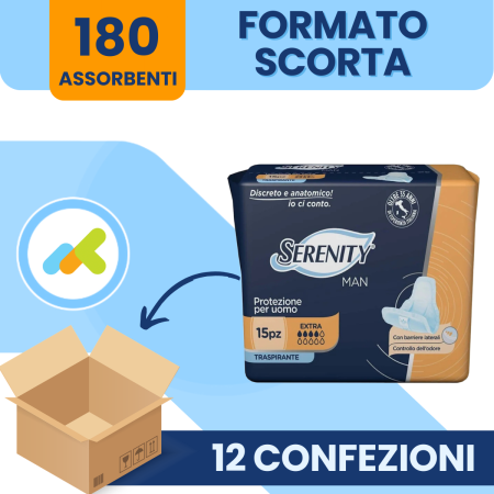 Serenity Man Extra | Assorbenti Traspiranti Maschili | 15 pezzi