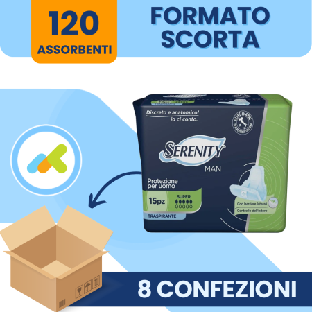 Serenity Man Super | Assorbenti Maschili | 15 pezzi 2