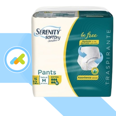 Serenity SoftDry Sensitive Pants Extra | Mutandina Assorbente | Incontinenza Grave | 12 pezzi