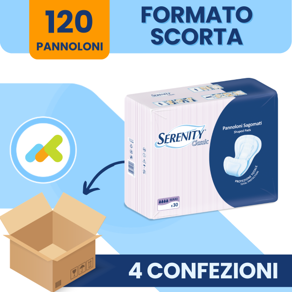 Pannolone Serenity Classic Sagomato Maxi per Incontinenza Moderata e Grave