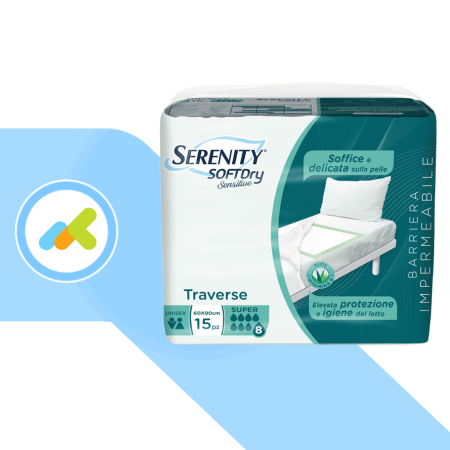 Serenity SoftDry Sensitive Traverse 60x90 | Traverse Letto | Protezione Delicata e Affidabile | 15 pezzi
