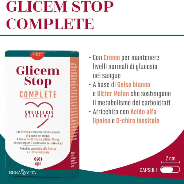Erba Vita Glicem Stop Complete Integratore per il Controllo della Glicemia 60 Capsule