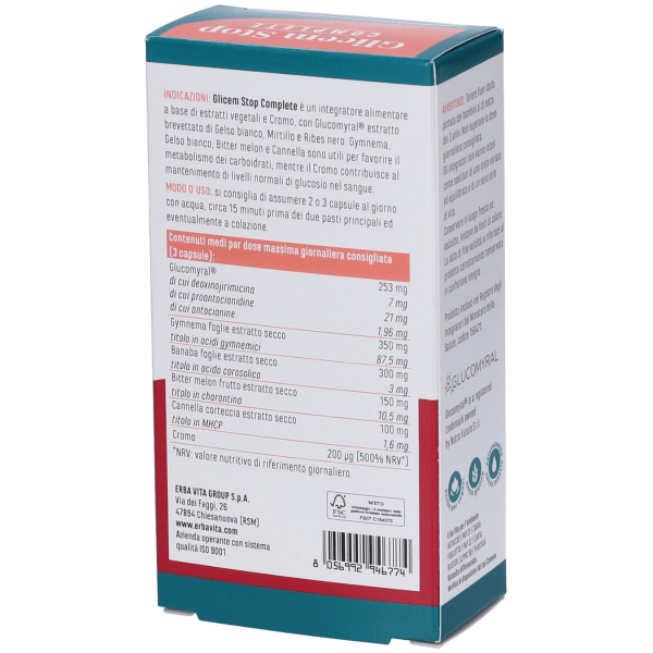 Erba Vita Glicem Stop Complete Integratore per il Controllo della Glicemia 60 Capsule