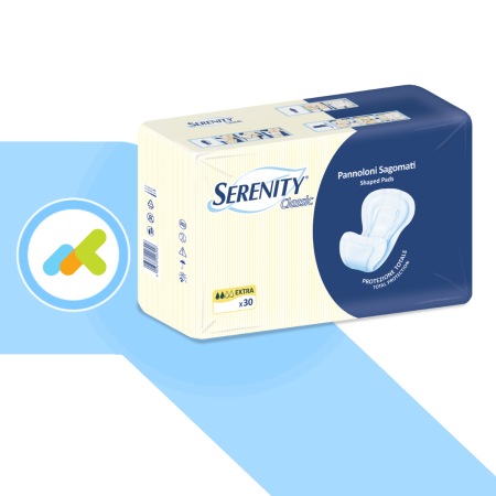 Serenity Classic Extra | Pannolone sagomato assorbente | Per Incontinenza Moderata e Grave | 30 pezzi